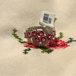 NWT Ruby and diamond accent 925 silver ring size 7